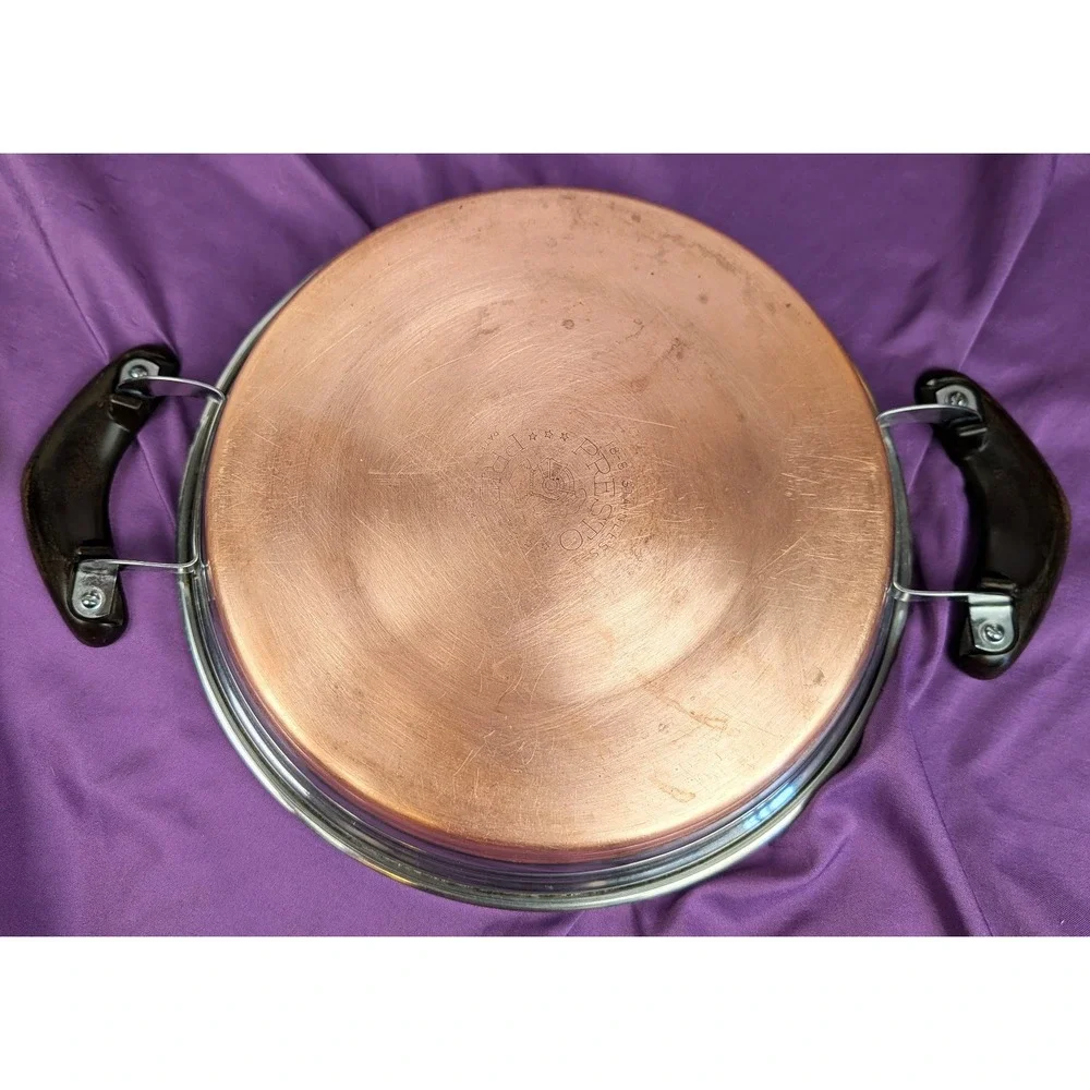 1950's Presto Pride Copper Bottom Pan/skillet Saute 9 Inch With Lid 2 Handle VTG